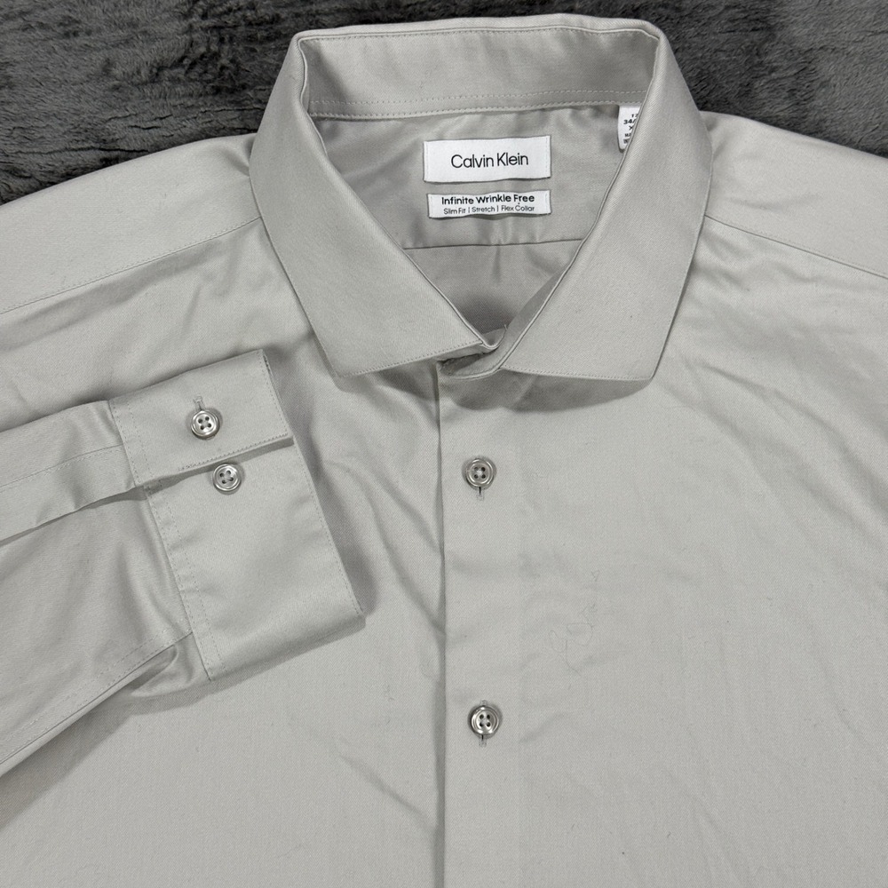 Calvin Klein Dress Shirt Men XL Light Grey